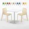 Table carrée 70x70 blanche avec 2 chaises colorées Gruvyer Meringue Prix