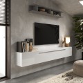 Mur TV suspendue moderne blanc avec étagère Infinity 48 Promotion