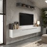 Mur TV suspendue moderne blanc avec étagère Infinity 48 Promotion