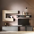 Ensemble mural moderne pour TV gris avec meubles suspendus blanc Infinity 40 Promotion