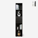 Meuble colonne bureau salon 2 tiroirs 4 étagères 36x30x171cm Reiff Promotion