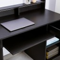 Ruimtebesparend zwart bureau met lade en uitschuifbaar blad Drums Dark Kortingen