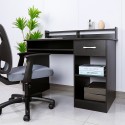 Ruimtebesparend zwart bureau met lade en uitschuifbaar blad Drums Dark Korting