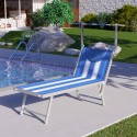 Professioneel strand ligbed Santorini Stripes met aluminium frame Verkoop