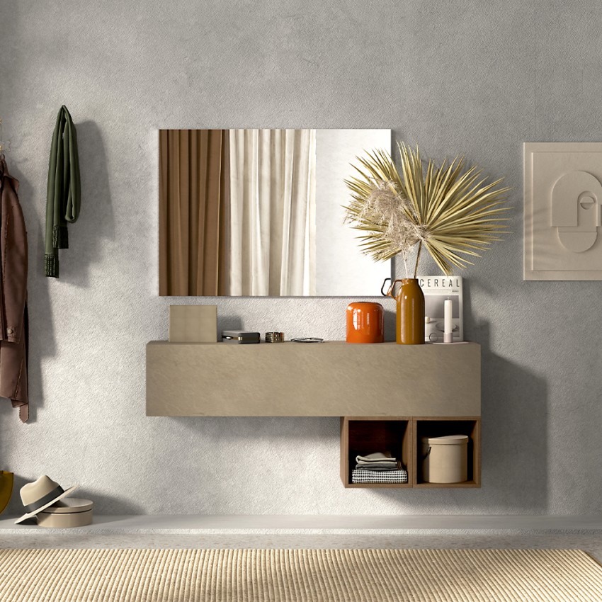 Meuble d'entrée moderne suspendu vide-poches en bois Infinity 55 Promotion Meuble d'entrée moderne suspendu vide-poches en bois Infinity 55 Promotion