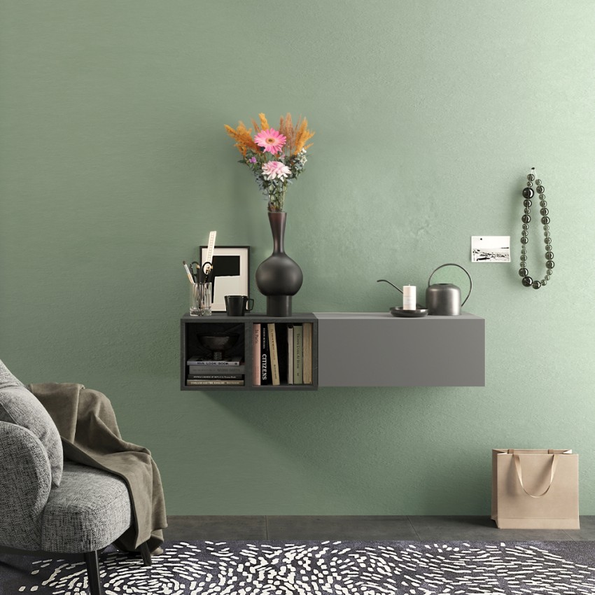 Moderne zwevende halmeubel grijs-wit glanzend Infinity 56 Aanbod