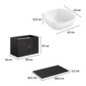 Meuble de salle de bain suspendu 80x46cm noir tiroirs lavabo sur pied Adel Black Catalogue