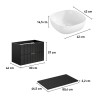 Meuble de salle de bain suspendu 80x46cm noir tiroirs lavabo sur pied Adel Black Catalogue