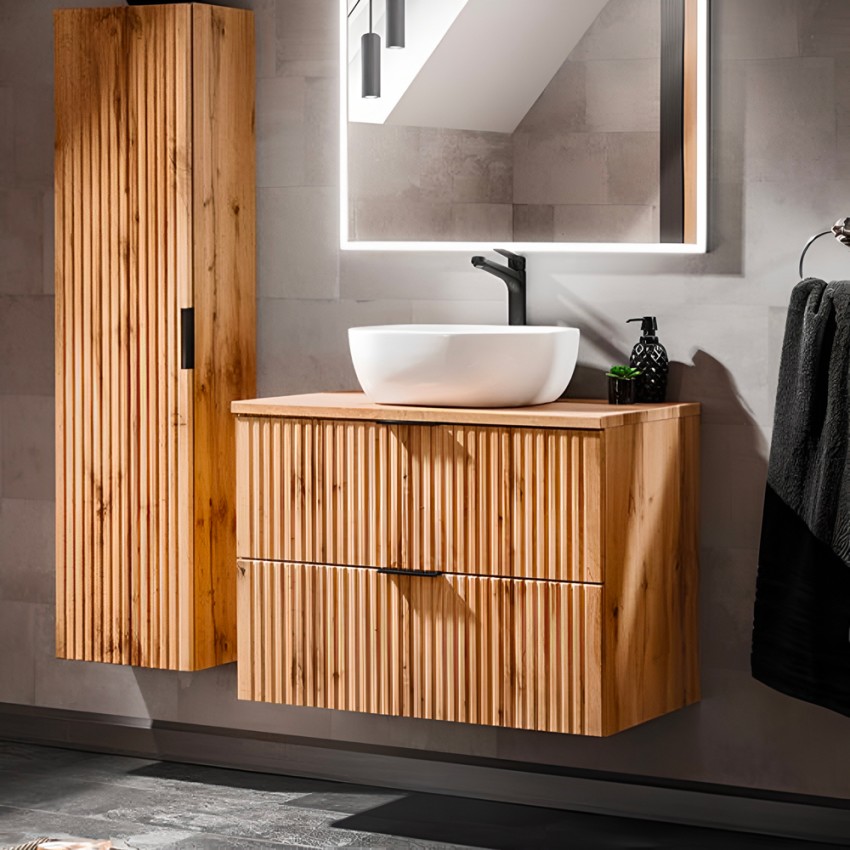 Meuble de salle de bain en bois suspendu tiroirs Adel Wood Promotion Meuble de salle de bain en bois suspendu tiroirs Adel Wood Promotion