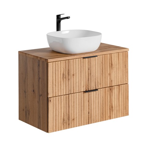 Mobiele badkamer in zwevend houten ontwerp lades wastafel ondersteuning Adel Wood Aanbieding