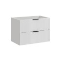 Meuble salle de bain suspendu en bois blanc tiroirs Adel White Offre