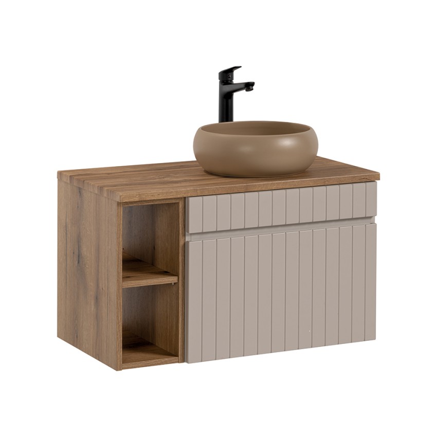 Meuble de salle de bain suspendu beige tiroirs tourterelle Coast 80N Promotion Meuble de salle de bain suspendu beige tiroirs tourterelle Coast 80N Promotion