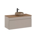 Meuble de salle de bain suspendu 100x46 lavabo à poser beige Coast 100 Vente
