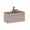 Meuble de salle de bain suspendu 100x46 lavabo à poser beige Coast 100 Vente