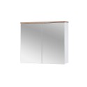 Meuble de salle de bain avec lavabo miroir armoire blanc et bois Bali Remises