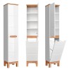 Meuble de salle de bain avec lavabo miroir armoire blanc et bois Bali Catalogue