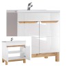 Meuble de salle de bain avec lavabo miroir armoire blanc et bois Bali Choix
