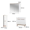 Meuble de salle de bain avec lavabo miroir armoire blanc et bois Bali Dimensions