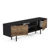 Meuble TV design moderne noir portes en bois 160x35x52cm Colosseo Remises