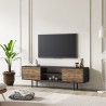 Meuble TV design moderne noir portes en bois 160x35x52cm Colosseo Réductions