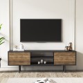 Meuble TV design moderne noir portes en bois 160x35x52cm Colosseo Promotion
