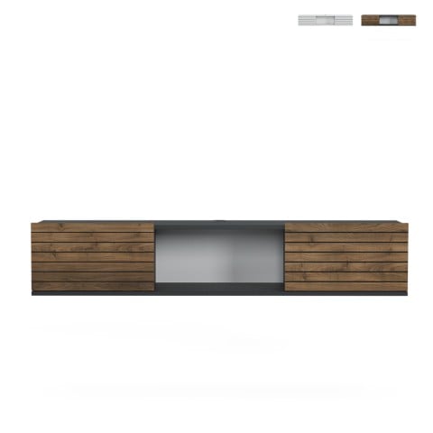 Mobile suspendu pour TV style minimaliste moderne en bois blanc noir Elano Promotion