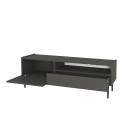 Meuble TV salon minimaliste moderne noir 2 portes 153x35x50cm Leroy Remises
