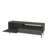 Meuble TV salon minimaliste moderne noir 2 portes 153x35x50cm Leroy Remises