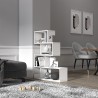 Bibliothèque murale design moderne blanc brillant 5 étagères Longway Remises