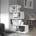Bibliothèque murale design moderne blanc brillant 5 étagères Longway Réductions