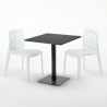Table carrée noire 70x70 avec 2 chaises colorées Gruvyer Kiwi 