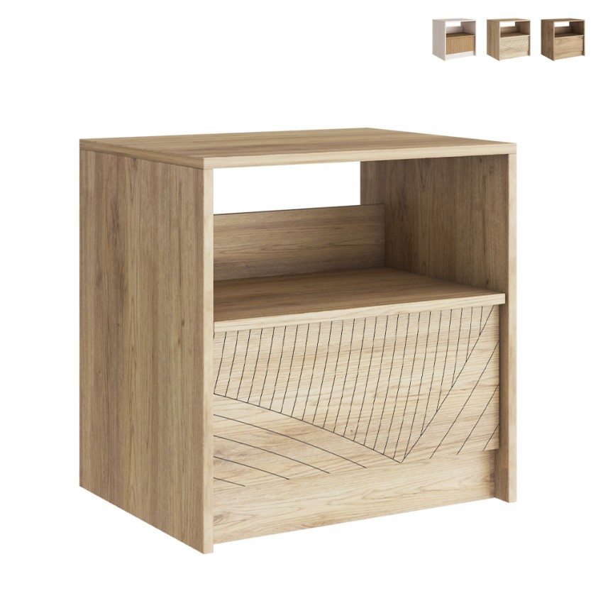Table de chevet en bois chambre à coucher avec tiroir coulissant Odi Vente Table de chevet en bois chambre à coucher avec tiroir coulissant Odi Vente