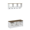 Set met schoenenrek en wandkapstok van hout Parson Kortingen