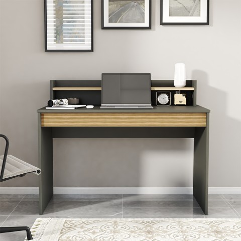 Ontwerp moderne zwarte houten bureau met boekenkast klapdeur 120cm Heaton Aanbieding