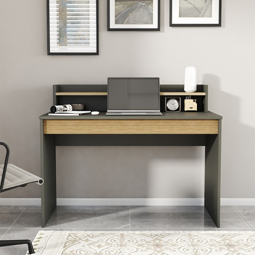 Bureau design moderne en bois noir avec bibliothèque 120cm Heaton Promotion Bureau design moderne en bois noir avec bibliothèque 120cm Heaton Promotion