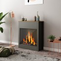 Cadre en bois décoratif pour cheminée électrique au sol Buren Offre