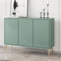 Groen dressoir met 3 deuren en gouden pootjes 120x38x88 cm Luke Aanbieding