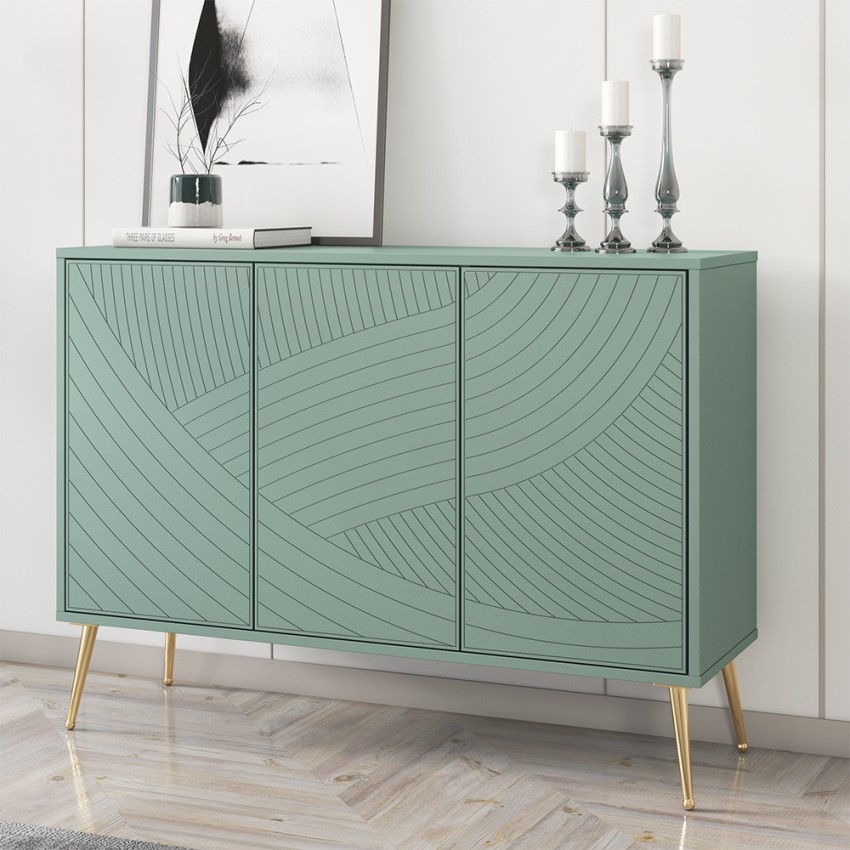 Buffet salon cuisine 120 cm design 3 portes pieds dorés Luke Promotion