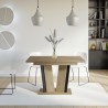 Table en bois extensible cuisine 120-160x80cm chêne noir Doha 2 Remises
