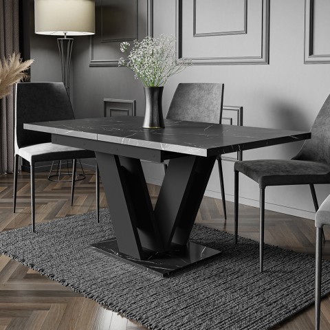 Moderne uitschuifbare eettafel 120-160x80 cm in zwart met marmereffect Masiv Royal Aanbieding