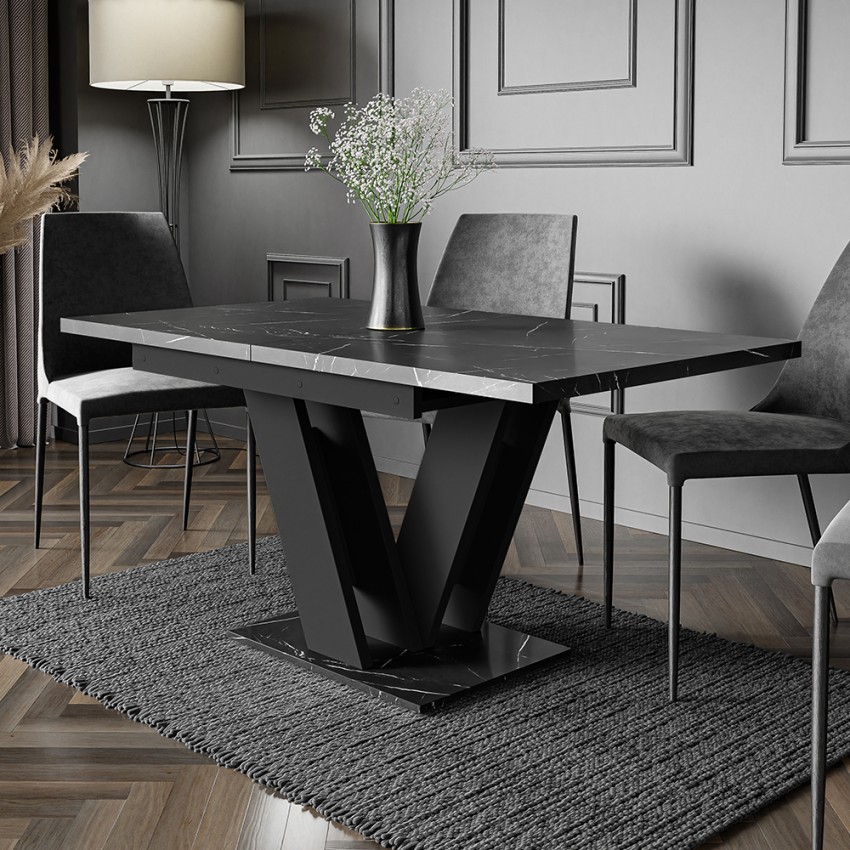 Masiv Royal Table extensible 120-160x80 moderne noir effet marbre Promotion Masiv Royal Table extensible 120-160x80 moderne noir effet marbre Promotion