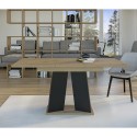Table extensible de salon moderne 120-160x90 en bois chêne noir Mufo Réductions