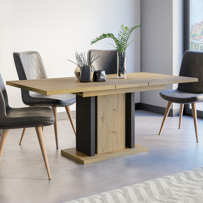 Table de salle à manger extensible en chêne 8 places 140-180x90cm Wood Promotion Table de salle à manger extensible en chêne 8 places 140-180x90cm Wood Promotion