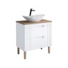 Meuble de salle de bain bois blanc lavabo sur pied effet marbre Fiji Vente