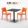 Vierkante tafel 70x70 cm met 2 gekleurde stoelen Paris Kiwi Kortingen
