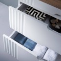 Meuble de salle de bain bois blanc lavabo sur pied effet marbre Fiji Modèle