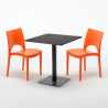 Table carrée noire 70x70 avec 2 chaises colorées Paris Kiwi 