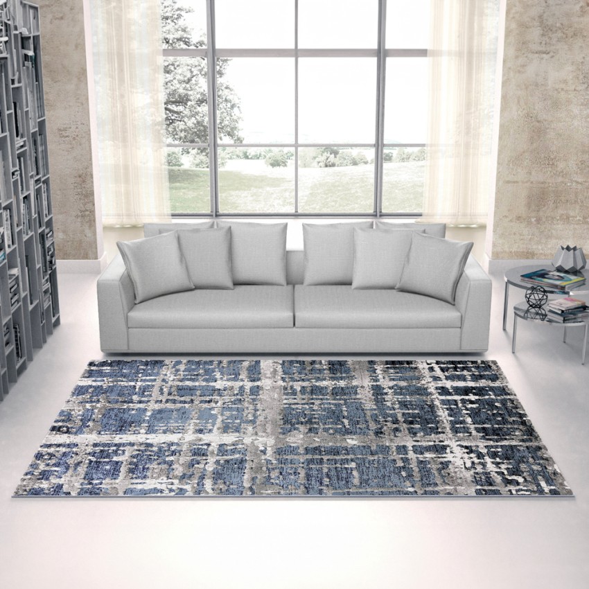 Modern design huiskamerkleed grijs blauw Double BLU001 Aanbieding