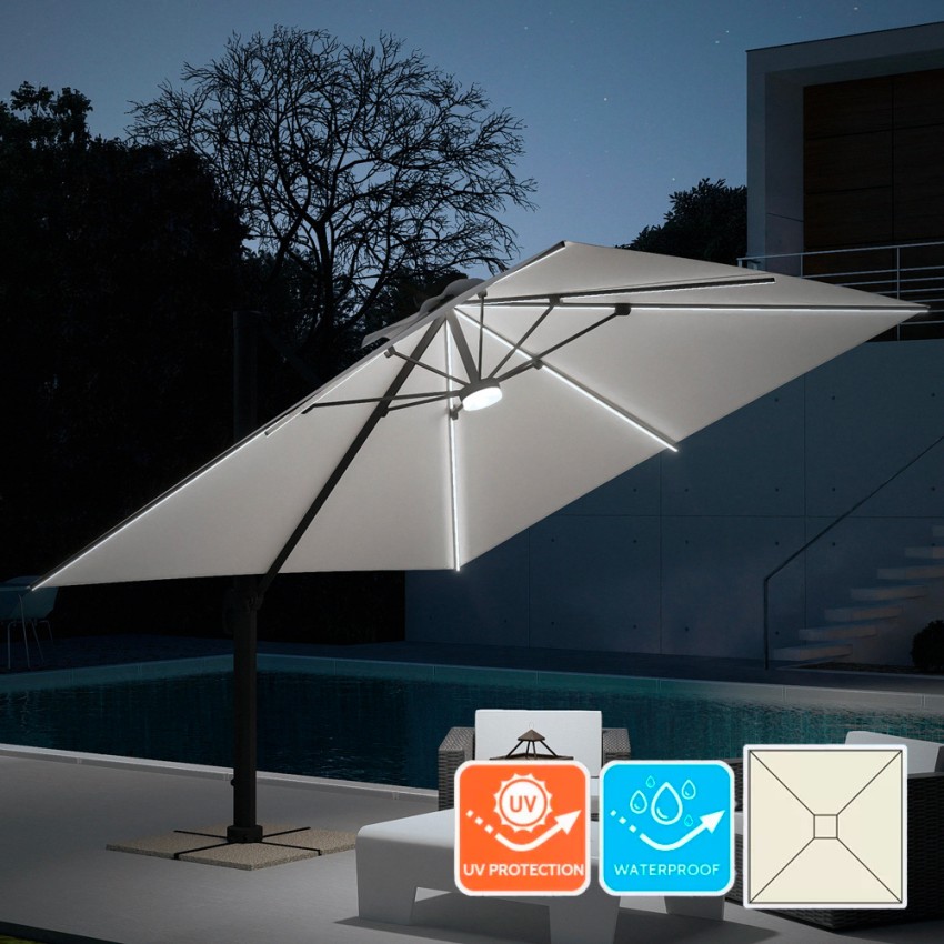Vierkante tuinparasol Paradise met ledverlichting 3x3 m Aanbieding Vierkante tuinparasol Paradise met ledverlichting 3x3 m Aanbieding