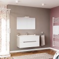 Meuble de salle de bain suspendu blanc gris lavabo miroir Iris 100 Promotion